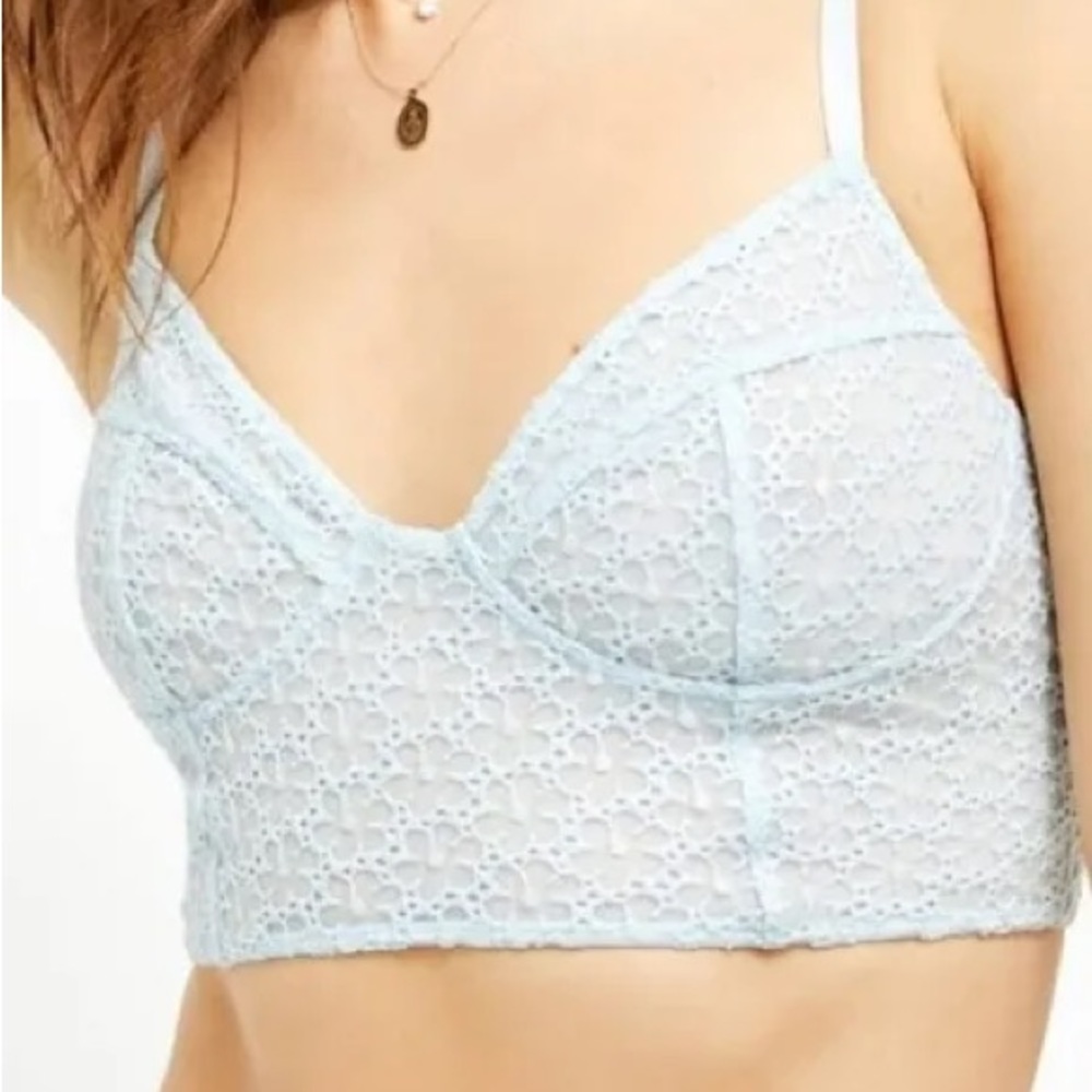 NWT Free People Intimately Blue Lace Corset Top Bra Size XS